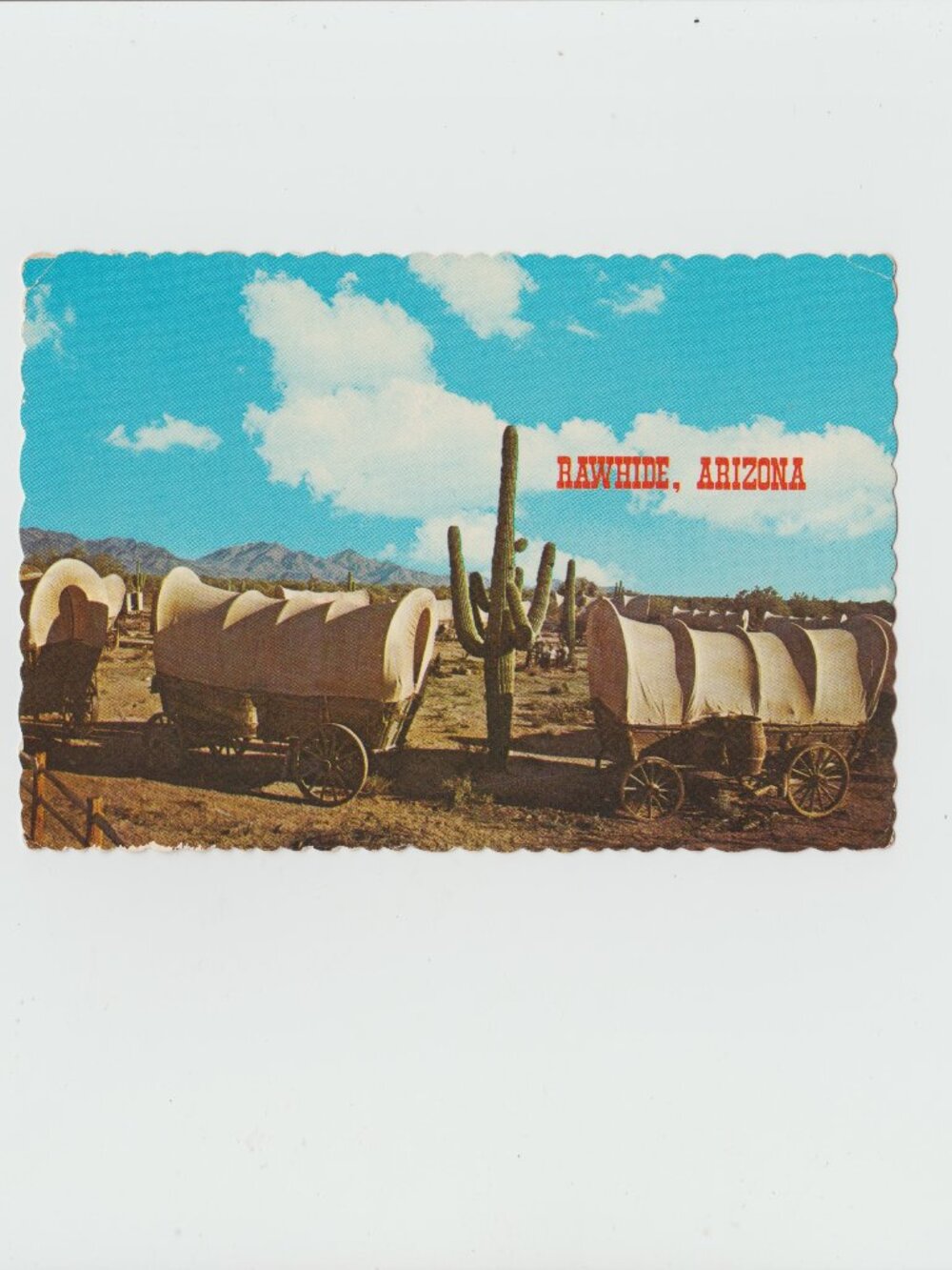 Rawhide Arizona Wagon Train Cactus Western Scenic Mountains Postcard